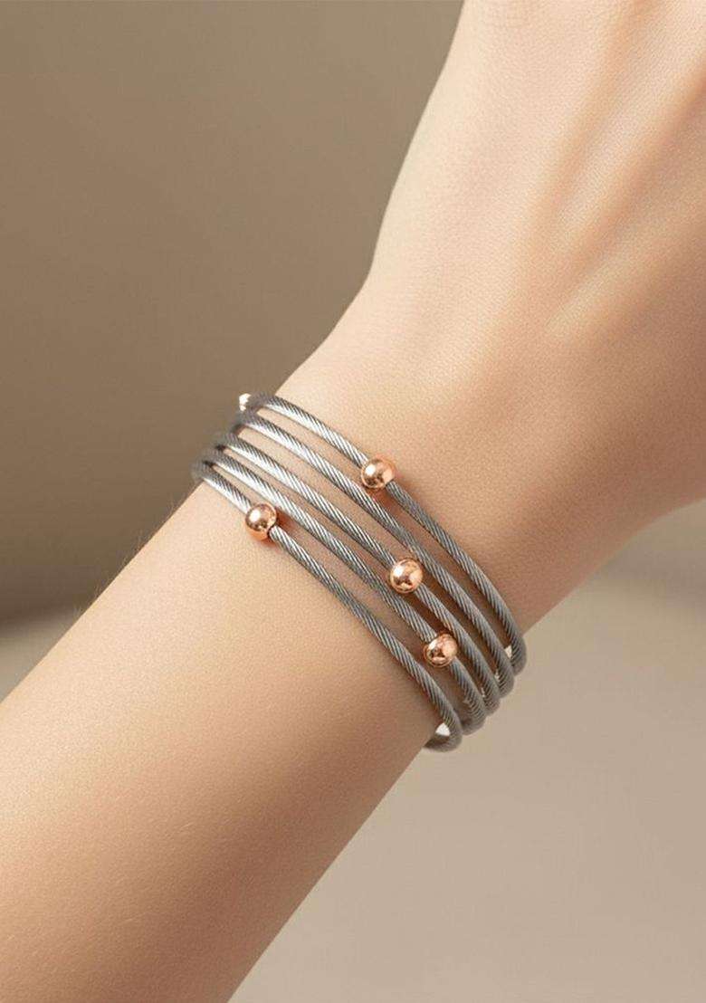 American Diamond Temple Silver-Plated Multistrand Bracelet for Women | Stylish Party & Everyday Wear | Gift for Her - Indya