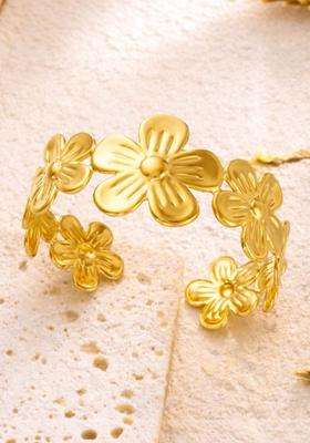 American Diamond Temple Gold-Plated Cuff Bracelet for Women | Stylish Party & Everyday Wear | Gift for Her