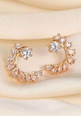 Gold-Plated Contemporary Studs Earrings with American Diamond for Women | Stylish Party & Everyday Wear | Gift for Her