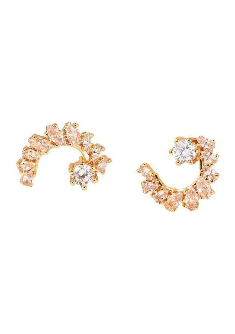 Gold-Plated Contemporary Studs Earrings with American Diamond for Women | Stylish Party & Everyday Wear | Gift for Her - Indya