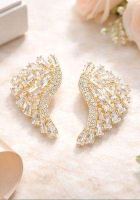 Gold-Plated Contemporary Ear Cuff Earrings with American Diamond for Women | Stylish Party & Everyday Wear | Gift for Her