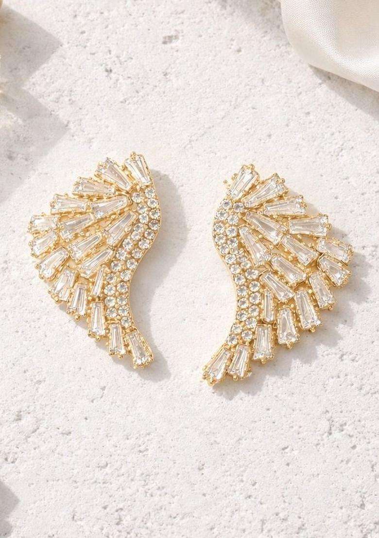 Gold-Plated Contemporary Ear Cuff Earrings with American Diamond for Women | Stylish Party & Everyday Wear | Gift for Her - Indya
