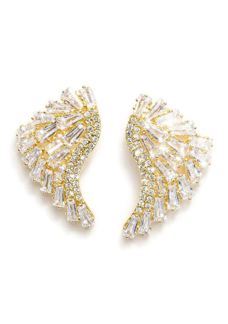 Gold-Plated Contemporary Ear Cuff Earrings with American Diamond for Women | Stylish Party & Everyday Wear | Gift for Her - Indya