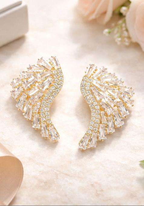 Gold-Plated Contemporary Ear Cuff Earrings with American Diamond for Women | Stylish Party & Everyday Wear | Gift for Her