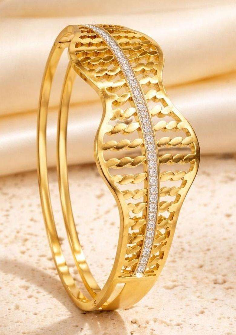 American Diamond Temple Gold-Plated Bangle-Style Bracelet for Women | Stylish Party & Everyday Wear | Gift for Her - Indya