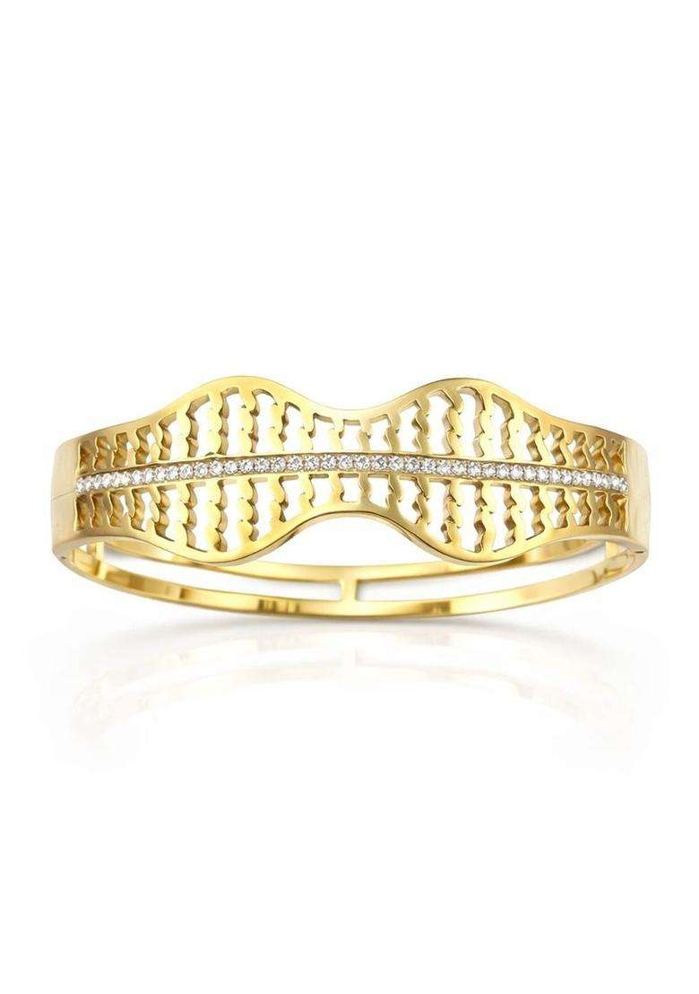American Diamond Temple Gold-Plated Bangle-Style Bracelet for Women | Stylish Party & Everyday Wear | Gift for Her - Indya