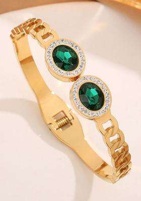 American Diamond Temple Gold-Plated Bangle-Style Bracelet for Women | Stylish Party & Everyday Wear | Gift for Her