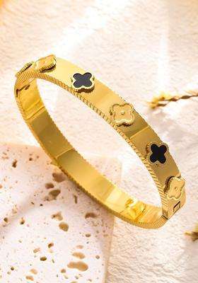 American Diamond Temple Gold-Plated Bangle-Style Bracelet for Women | Stylish Party & Everyday Wear | Gift for Her