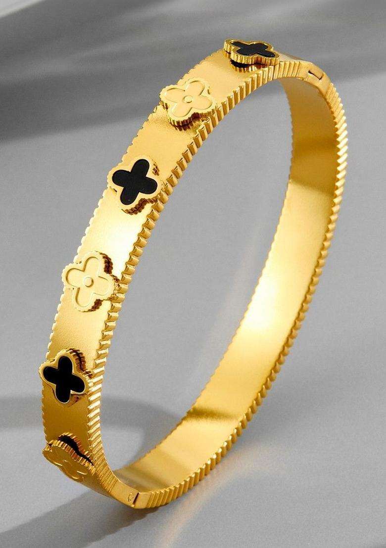 American Diamond Temple Gold-Plated Bangle-Style Bracelet for Women | Stylish Party & Everyday Wear | Gift for Her - Indya