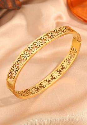 American Diamond Temple Gold-Plated Bangle-Style Bracelet for Women | Stylish Party & Everyday Wear | Gift for Her
