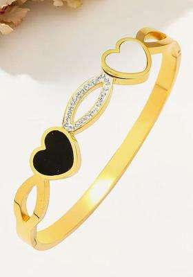American Diamond Temple Gold-Plated Bangle-Style Bracelet for Women | Traditional Temple Jewellery for Wedding & Festive Wear | Gift for Her