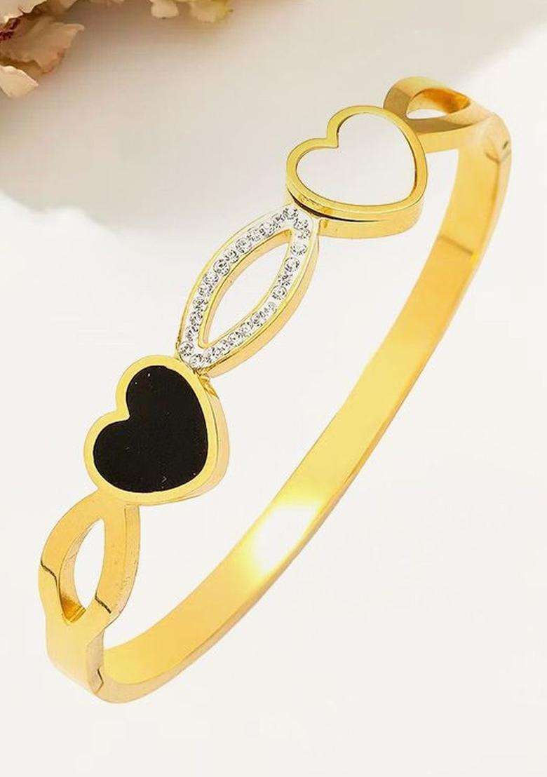 American Diamond Temple Gold-Plated Bangle-Style Bracelet for Women | Traditional Temple Jewellery for Wedding & Festive Wear | Gift for Her - Indya