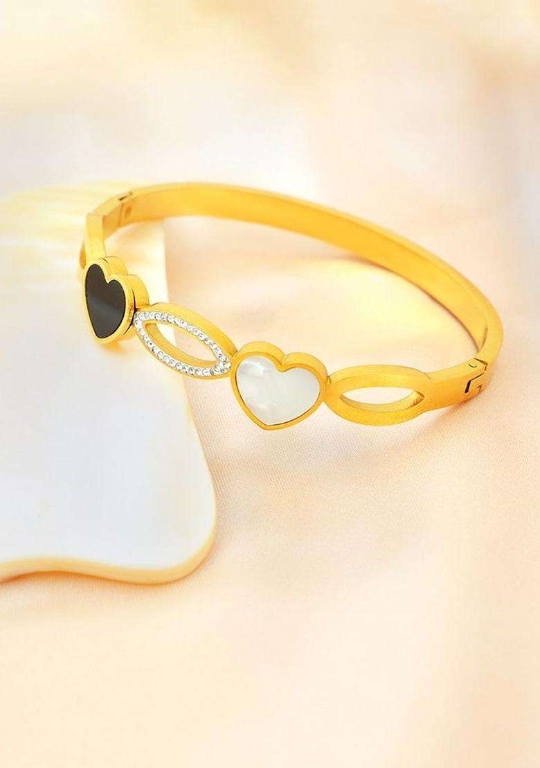 American Diamond Temple Gold-Plated Bangle-Style Bracelet for Women | Traditional Temple Jewellery for Wedding & Festive Wear | Gift for Her - Indya