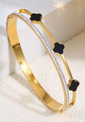 American Diamond Temple Gold-Plated Bangle-Style Bracelet for Women | Stylish Party & Everyday Wear | Gift for Her