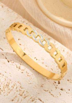 American Diamond Temple Gold-Plated Bangle-Style Bracelet for Women | Stylish Party & Everyday Wear | Gift for Her