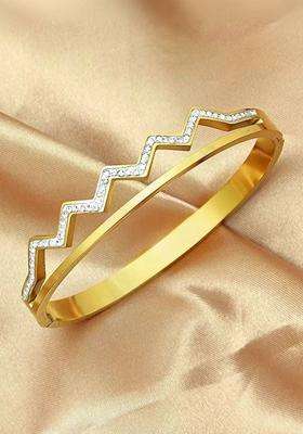 American Diamond Temple Gold-Plated Bangle-Style Bracelet for Women | Stylish Party & Everyday Wear | Gift for Her