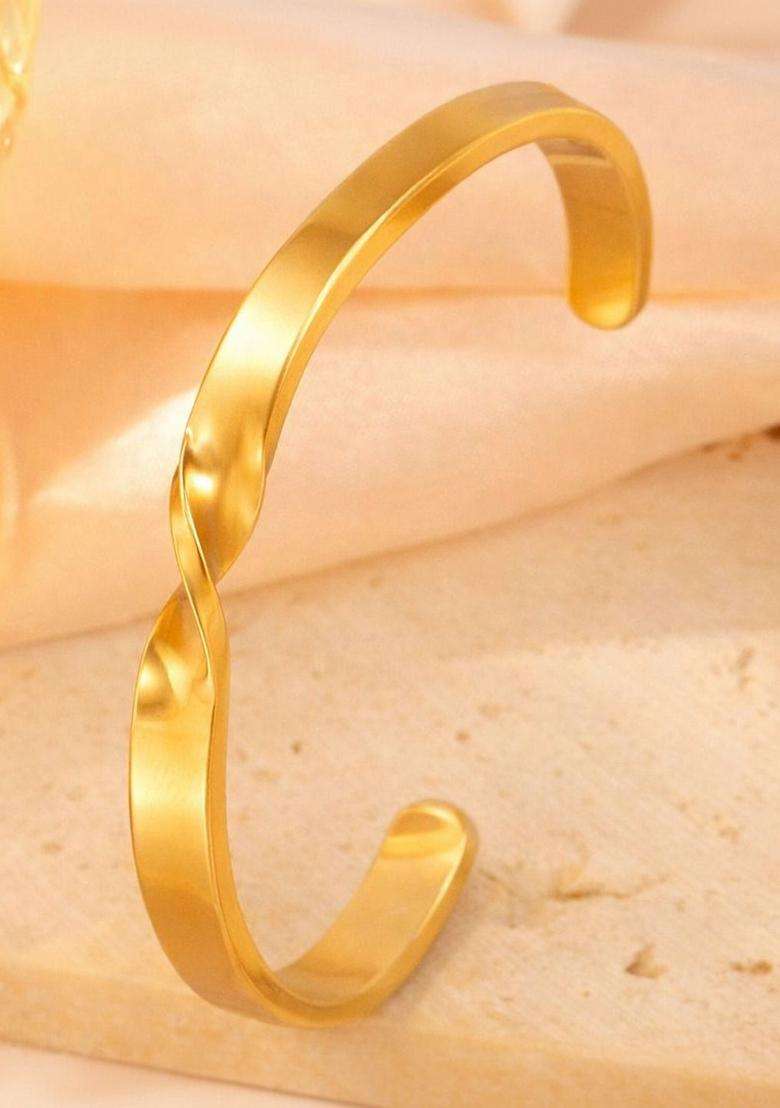 American Diamond Temple Gold-Plated Cuff Bracelet for Women | Stylish Party & Everyday Wear | Gift for Her - Indya