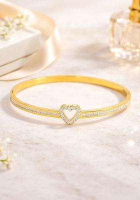 American Diamond Temple Gold-Plated Kada Bracelet for Women | Stylish Party & Everyday Wear | Gift for Her