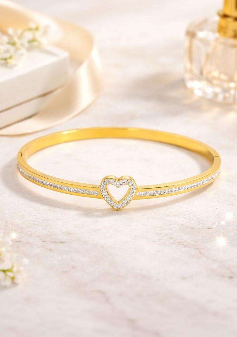 American Diamond Temple Gold-Plated Kada Bracelet for Women | Stylish Party & Everyday Wear | Gift for Her - Indya