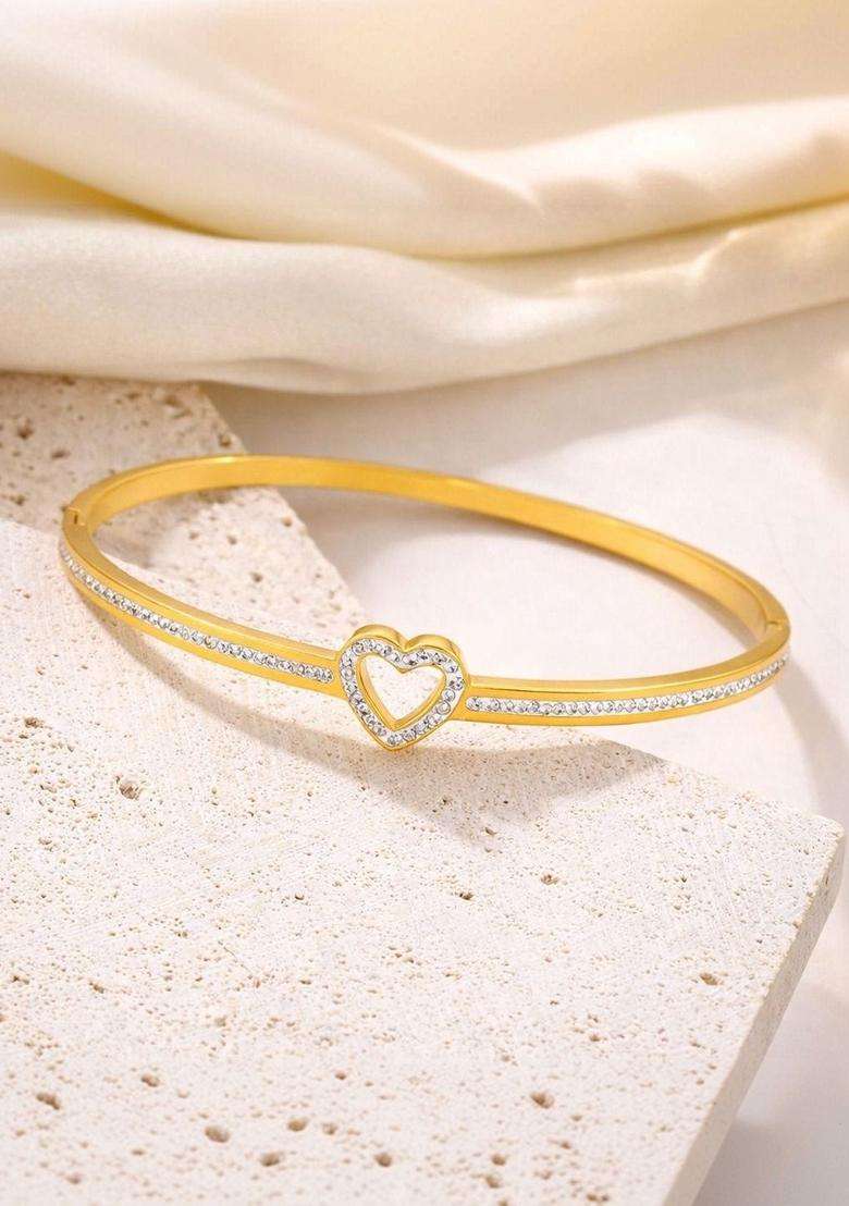 American Diamond Temple Gold-Plated Kada Bracelet for Women | Stylish Party & Everyday Wear | Gift for Her - Indya