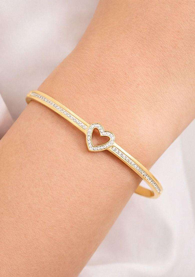 American Diamond Temple Gold-Plated Kada Bracelet for Women | Stylish Party & Everyday Wear | Gift for Her - Indya