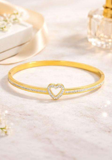 American Diamond Temple Gold-Plated Kada Bracelet for Women | Stylish Party & Everyday Wear | Gift for Her