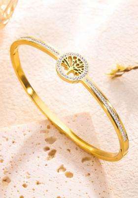 American Diamond Temple Gold-Plated Bangle-Style Bracelet for Women | Stylish Party & Everyday Wear | Gift for Her