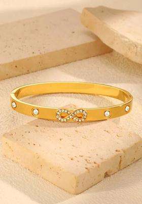 American Diamond Temple Gold-Plated Bangle-Style Bracelet for Women | Stylish Party & Everyday Wear | Gift for Her