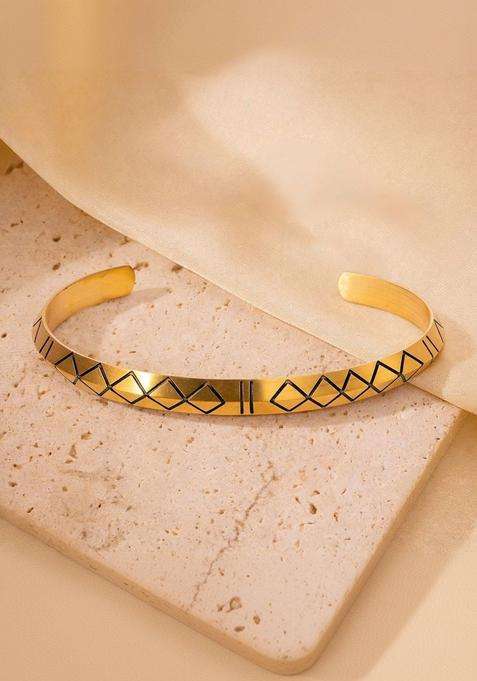 American Diamond Temple Gold-Plated Cuff Bracelet for Women | Stylish Party & Everyday Wear | Gift for Her