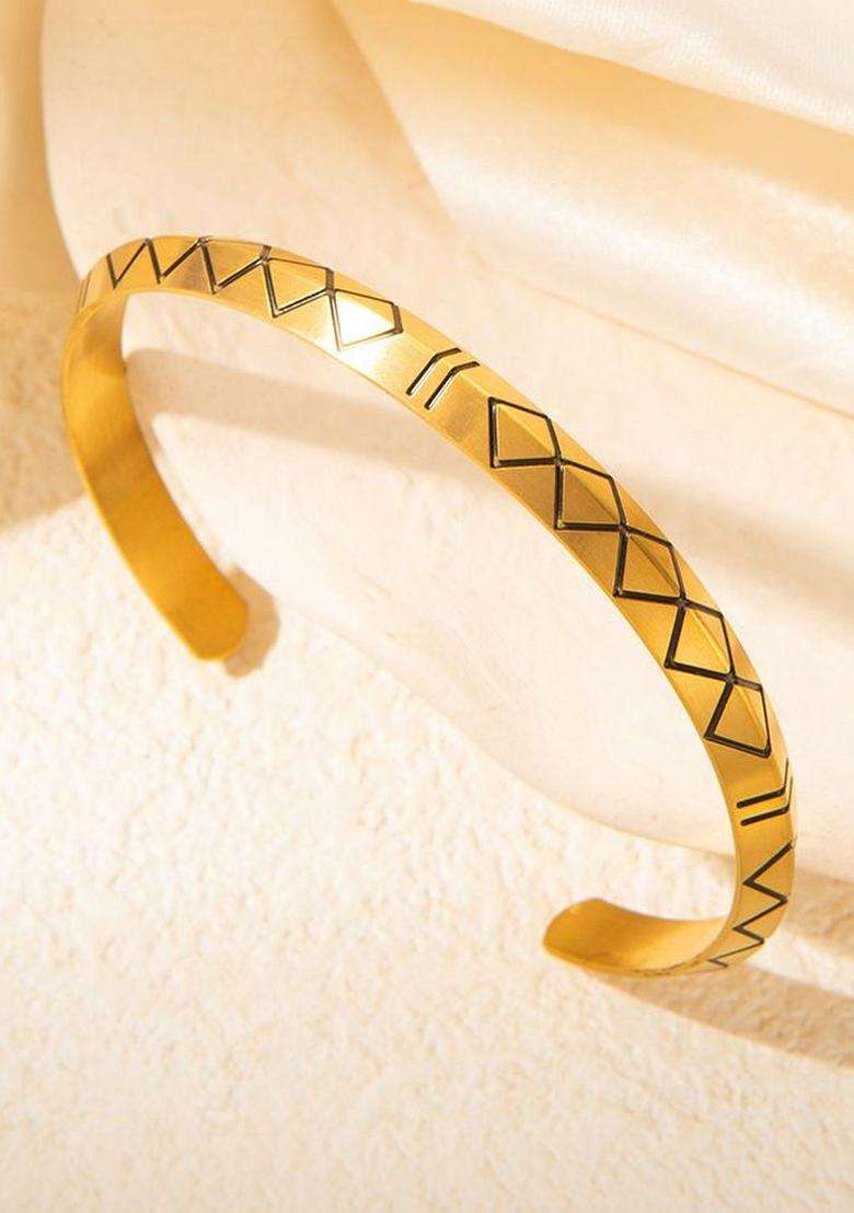 American Diamond Temple Gold-Plated Bangle-Style Bracelet for Women | Stylish Party & Everyday Wear | Gift for Her - Indya