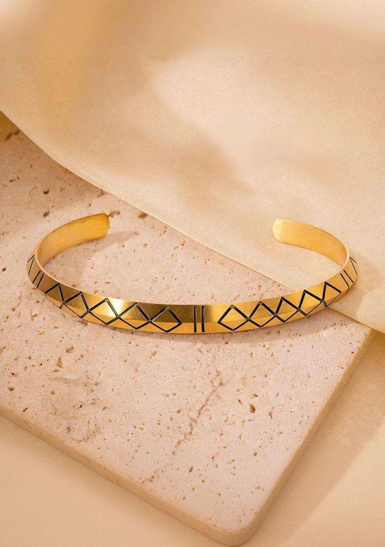 American Diamond Temple Gold-Plated Bangle-Style Bracelet for Women | Stylish Party & Everyday Wear | Gift for Her - Indya