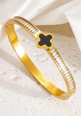 American Diamond Temple Gold-Plated Bangle-Style Bracelet for Women | Stylish Party & Everyday Wear | Gift for Her