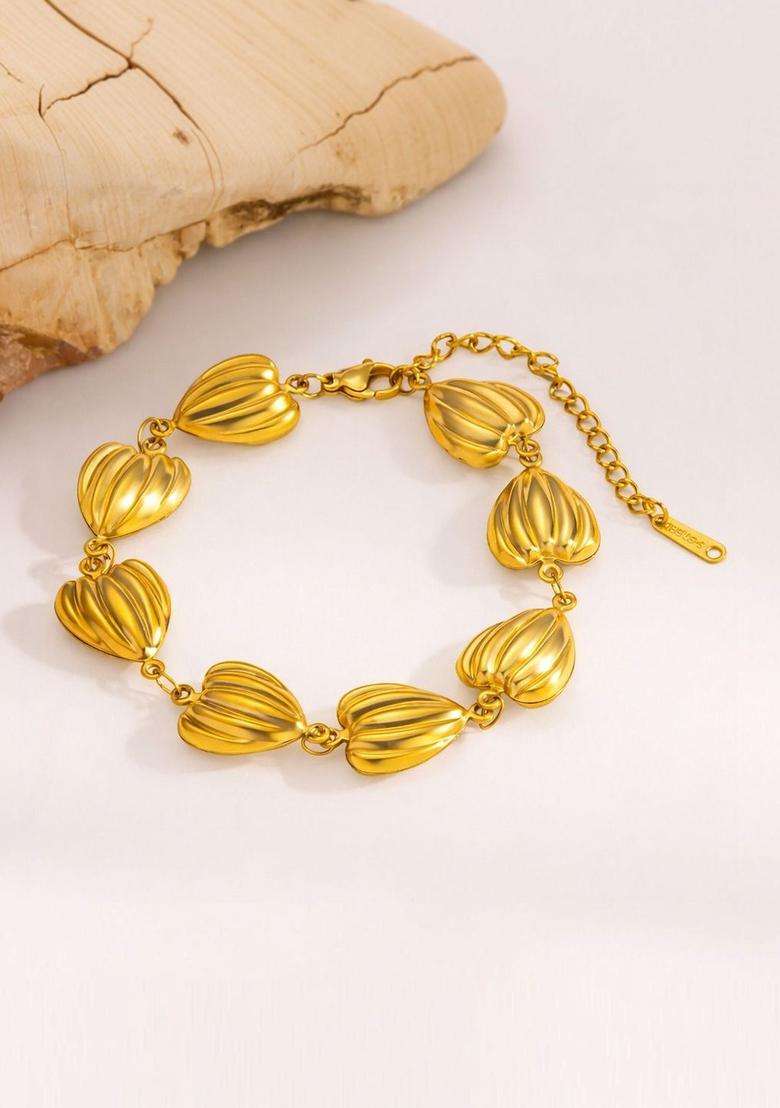 Stainless Steel Gold-Plated Anti-Tarnish Link Bracelet for Women | Stylish Party & Everyday Wear | Gift for Her - Indya