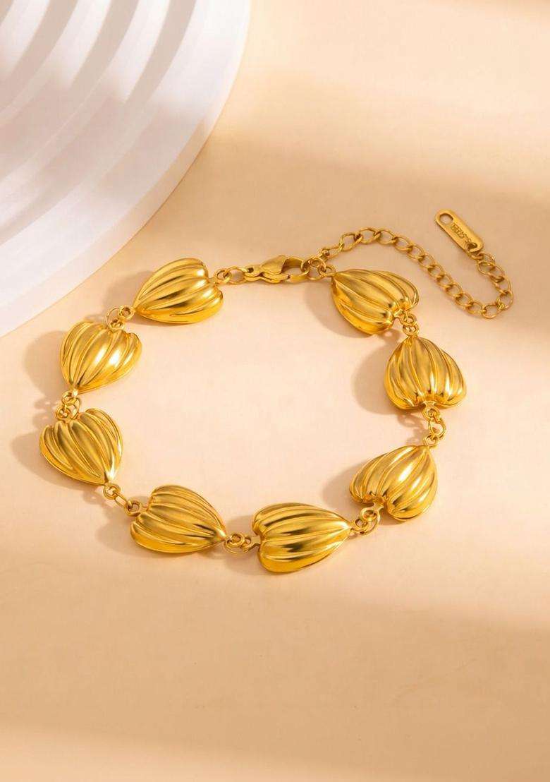 Stainless Steel Gold-Plated Anti-Tarnish Link Bracelet for Women | Stylish Party & Everyday Wear | Gift for Her - Indya