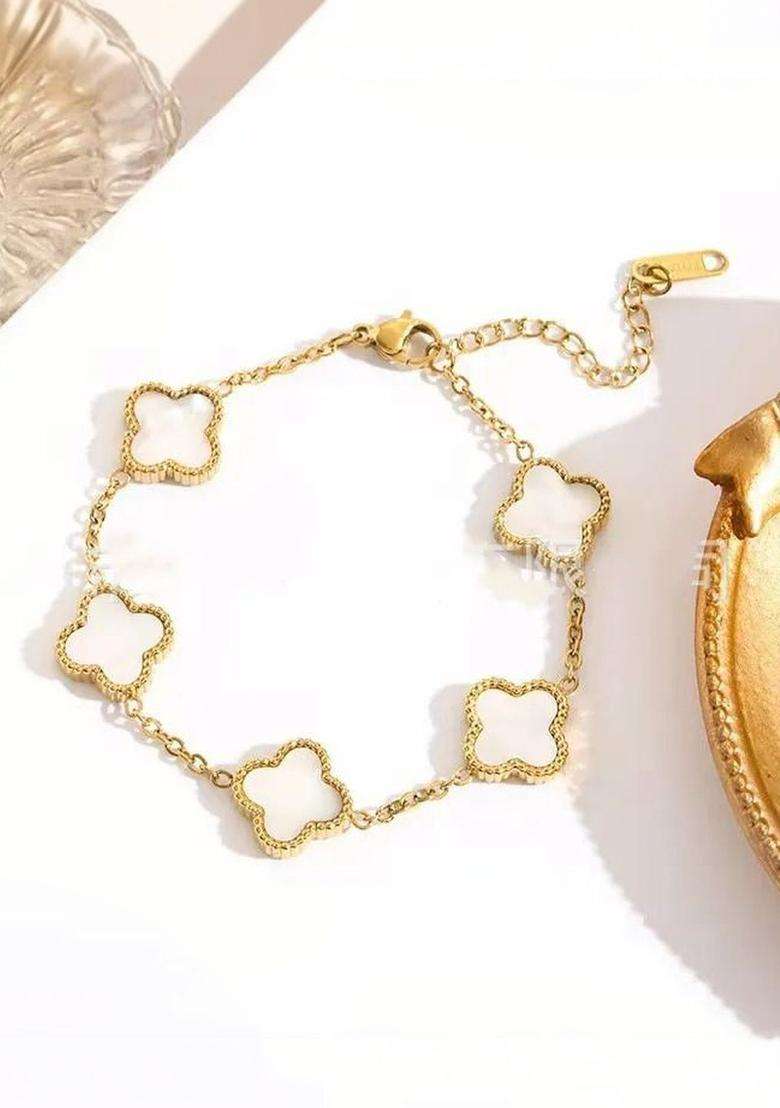 American Diamond Temple Gold-Plated Link Bracelet for Women | Stylish Party & Everyday Wear | Gift for Her - Indya