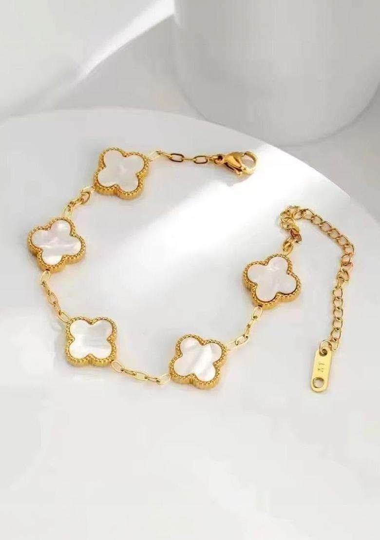 American Diamond Temple Gold-Plated Link Bracelet for Women | Stylish Party & Everyday Wear | Gift for Her - Indya