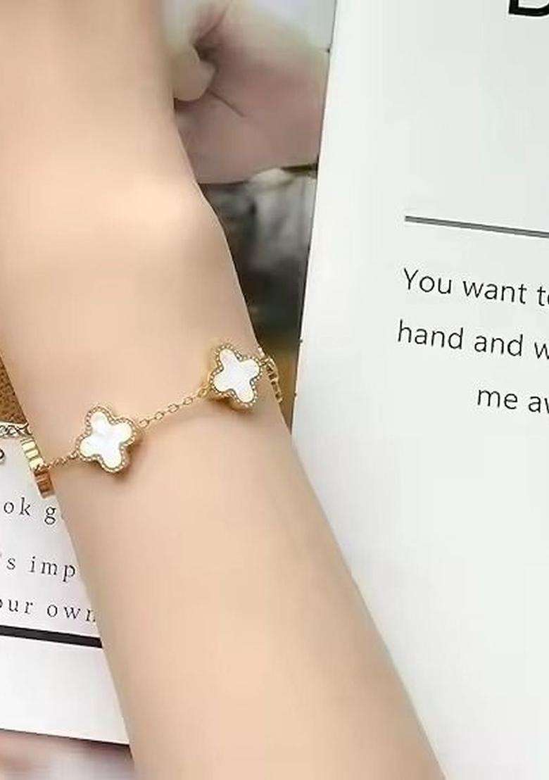 American Diamond Temple Gold-Plated Link Bracelet for Women | Stylish Party & Everyday Wear | Gift for Her - Indya