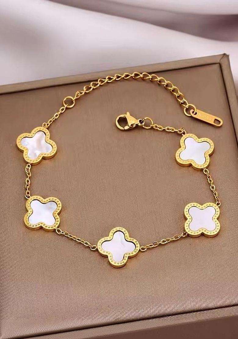 American Diamond Temple Gold-Plated Link Bracelet for Women | Stylish Party & Everyday Wear | Gift for Her - Indya