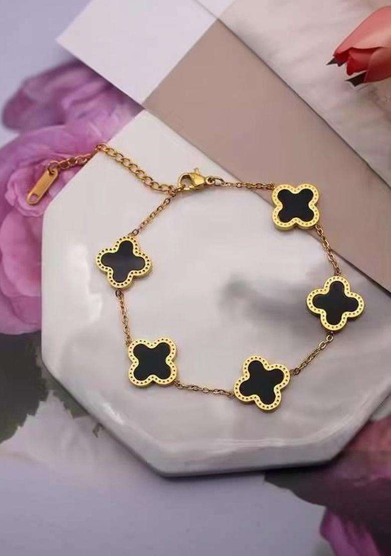 American Diamond Temple Gold-Plated Link Bracelet for Women | Stylish Party & Everyday Wear | Gift for Her - Indya