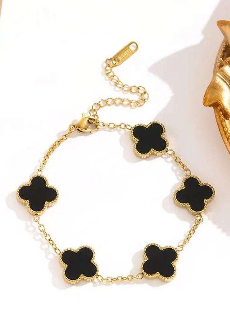 American Diamond Temple Gold-Plated Link Bracelet for Women | Stylish Party & Everyday Wear | Gift for Her - Indya