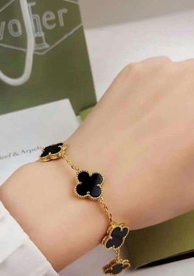American Diamond Temple Gold-Plated Link Bracelet for Women | Stylish Party & Everyday Wear | Gift for Her - Indya
