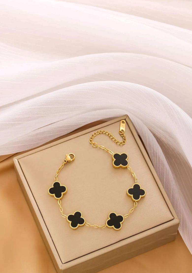 American Diamond Temple Gold-Plated Link Bracelet for Women | Stylish Party & Everyday Wear | Gift for Her - Indya