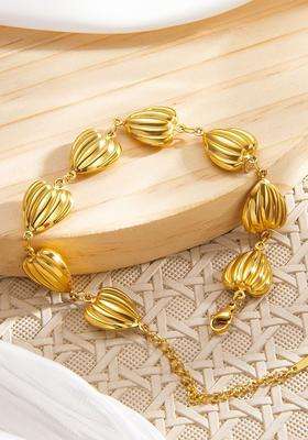 American Diamond Temple Gold-Plated Link Bracelet for Women | Stylish Party & Everyday Wear | Gift for Her