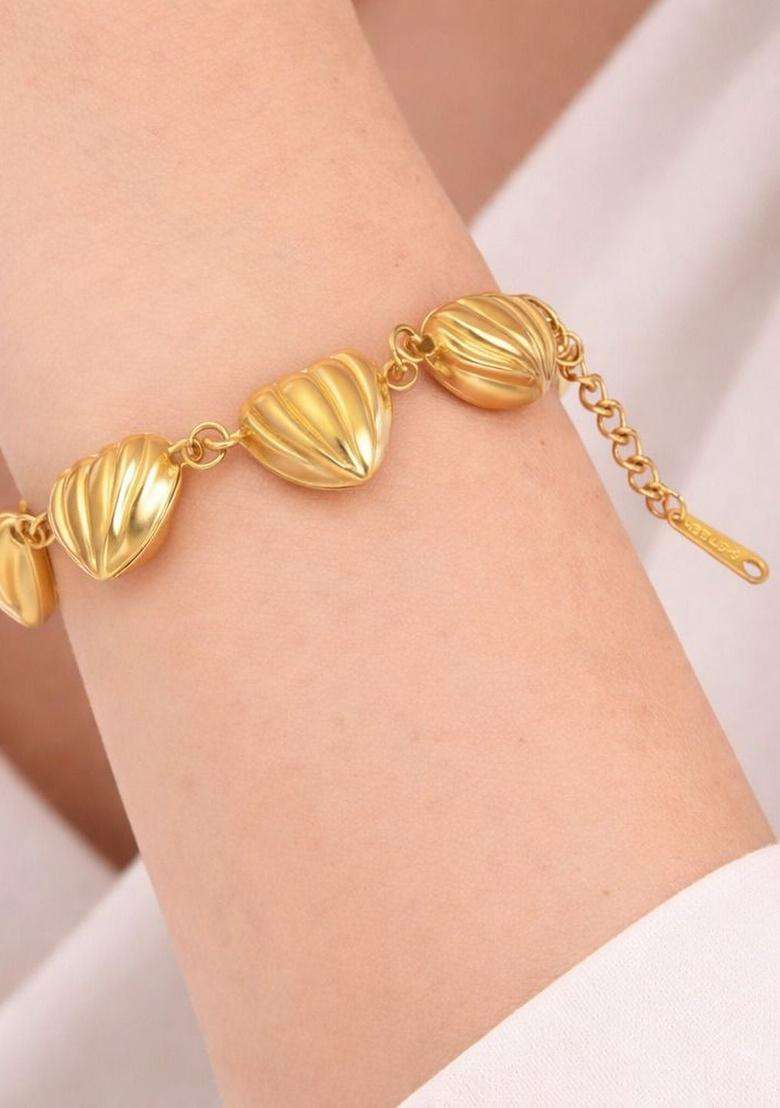 American Diamond Temple Gold-Plated Link Bracelet for Women | Stylish Party & Everyday Wear | Gift for Her - Indya