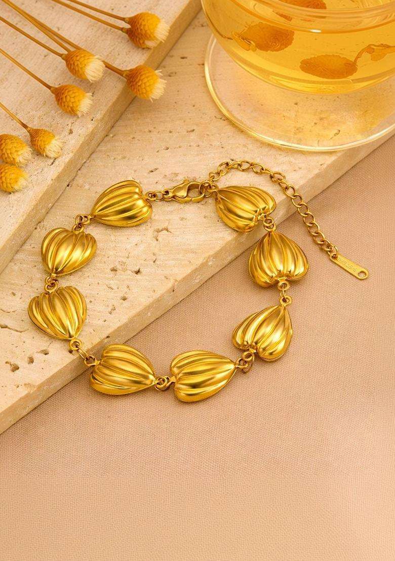 American Diamond Temple Gold-Plated Link Bracelet for Women | Stylish Party & Everyday Wear | Gift for Her - Indya
