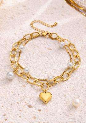 American Diamond Temple Gold-Plated Link Bracelet for Women | Stylish Party & Everyday Wear | Gift for Her