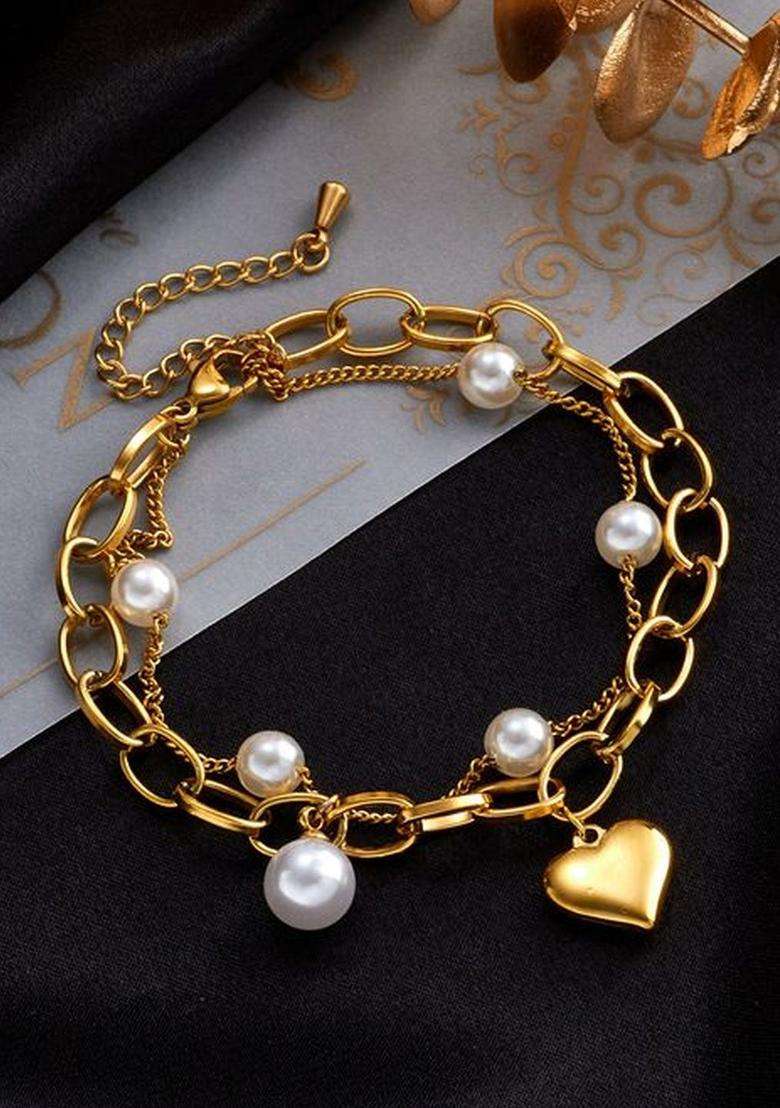 American Diamond Temple Gold-Plated Link Bracelet for Women | Stylish Party & Everyday Wear | Gift for Her - Indya