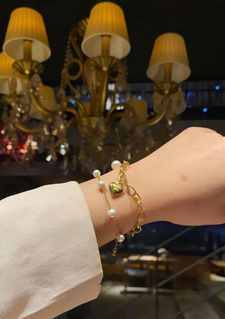 American Diamond Temple Gold-Plated Link Bracelet for Women | Stylish Party & Everyday Wear | Gift for Her - Indya