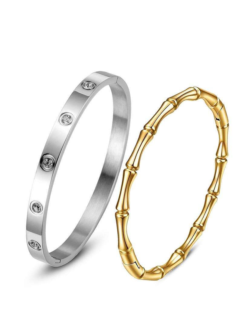 2 American Diamond Temple Silver-Plated Bangle-Style Bracelet for Women | Stylish Party & Everyday Wear | Gift for Her - Indya