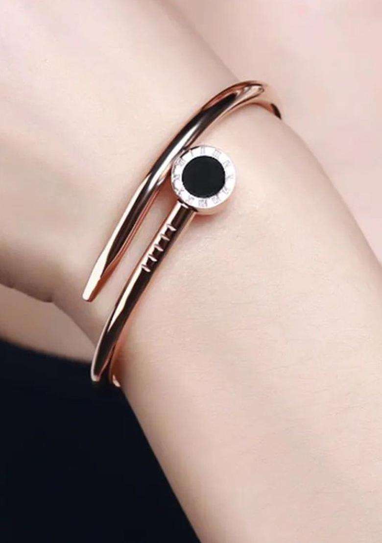 2 American Diamond Temple Silver-Plated Bangle-Style Bracelet for Women | Stylish Party & Everyday Wear | Gift for Her - Indya